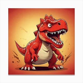 Cartoon Dinosaur Illustration Canvas Print