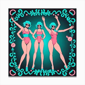 Three Girls In Bikinis 13 Canvas Print