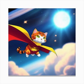 Cat Flying In Space Canvas Print