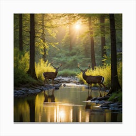 Deer In The Forest art print 2 Canvas Print