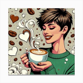 Latte Love Pop Art Print 1 Canvas Print