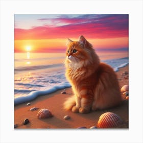 Lovely Cat At Sunset Canvas Print