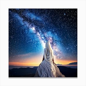 Firefly Cosmic Woman Under Vast Nightfall Sky 36801 (2) Canvas Print