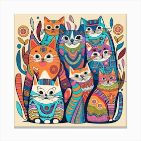 Colorful Cats Canvas Print