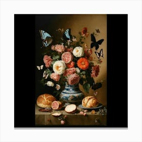 Still Life With Butterflies Canvas Print