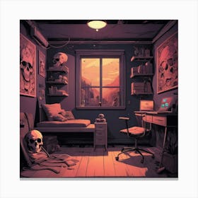 Graphic Design Room Skull Art 3 Canvas Print