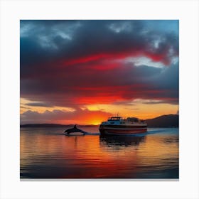 Sunset On A Boat 5 Canvas Print