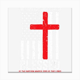 One Nation Under God Blessed American Flag Christian Cross Canvas Print