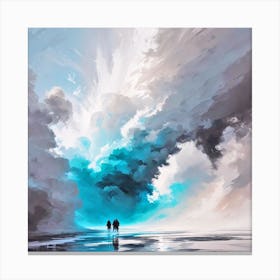 Two People Walking On The Beach Canvas Print