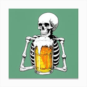 Skeleton With Beer Canvas Print