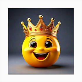 Firefly 3d Smiley Face Emoji With Gold Crown On Gray Background 24830 Canvas Print