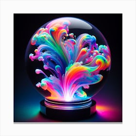 A Crystal Sphere With Magical Energy And Neon Light Canvas Print