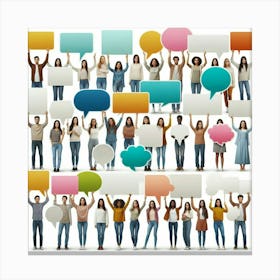 Group Of People Holding Speech Bubbles 1 Canvas Print