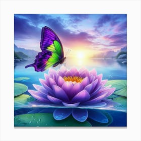 Butterly around flowers 3 Canvas Print