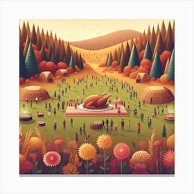 Thanksgiving Illustration Canvas Print