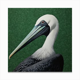 Ohara Koson Inspired Bird Painting Brown Pelican 2 Square Canvas Print