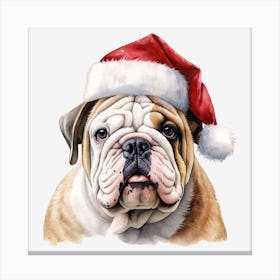 Bulldog Santa Hat 1 Canvas Print