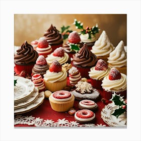 Leonardo Phoenix 10 A Festive Holiday Dessert Spread Featuring 3 Canvas Print