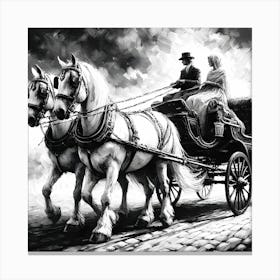 Carriage With Two Horses Canvas Print