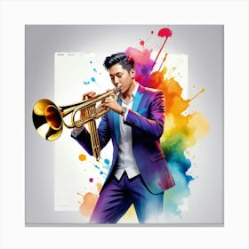 Jazz Musician Playing Trumpet Canvas Print