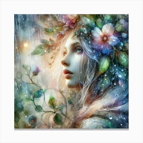 Beautiful Girl In The Rain Canvas Print