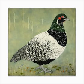 Ohara Koson Inspired Bird Painting Grouse 1 Square Canvas Print
