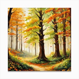 Forest In Autumn In Minimalist Style Square Composition 124 Canvas Print