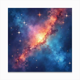 Watercolor Space Scene With Vibrant Star Clusters 1 Canvas Print