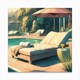 Lounge Chair By The Pool Canvas Print