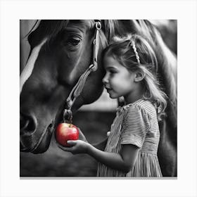 Little Girl And Horse Canvas Print