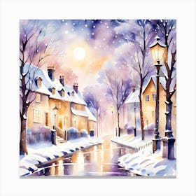 Winter Night Scene 1    Canvas Print