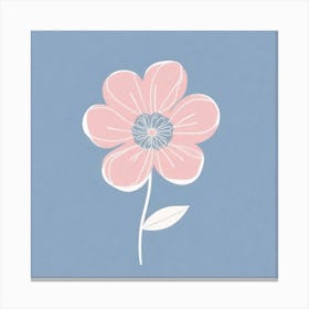 A White And Pink Flower In Minimalist Style Square Composition 58 Canvas Print