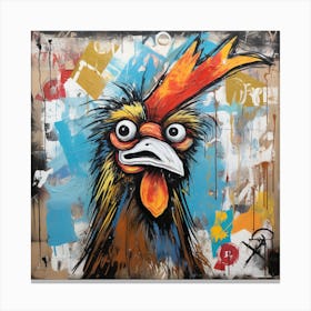 Abstract Crazy Whimsical Rooster 1 Canvas Print