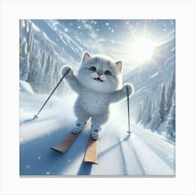 Cat On Skis 6 Canvas Print