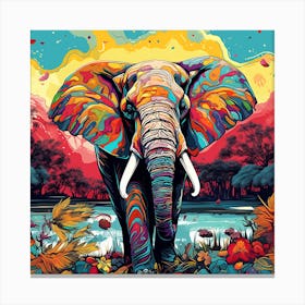 Elephant In The Jungle Canvas Print