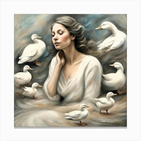 Woman With Ducks Canvas Print