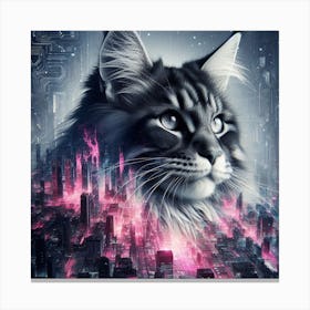 Maine Coon cat silhouette 1 Canvas Print