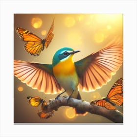 Butterfly And Bird Canvas Print