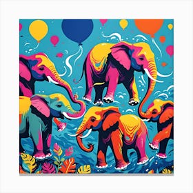 SWIMMING ELEPHANTS Canvas Print