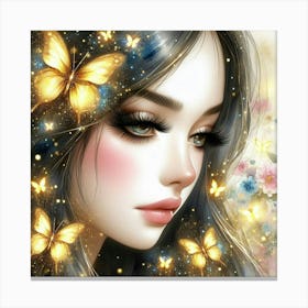 Beautiful Girl With Butterflies 4 Canvas Print