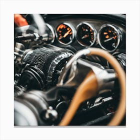 Close Up Of A Motorcycle Engine Canvas Print