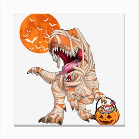 Halloween Boys Dinosaur T Rex Mummy Funny Pumpkin Canvas Print