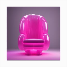 Furniture Design, Tall Armchair, Inflatable, Fluorescent Viva Magenta Inside, Transparent, Concept P (2) Canvas Print