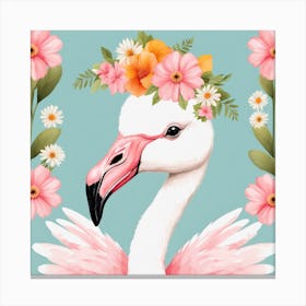 Floral Baby Flamingo Nursery Illustration (20) Canvas Print
