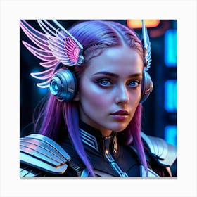 Futuristic Girl With Purple Hair 1 Canvas Print