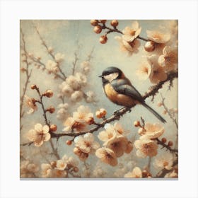 Bird In Blossom Art Print Canvas Print