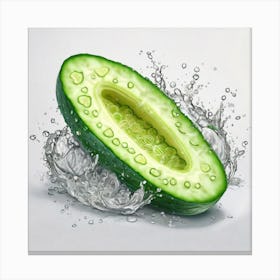 Cucumber Splashing Water Canvas Print