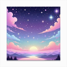 Sky With Twinkling Stars In Pastel Colors Square Composition 319 Canvas Print