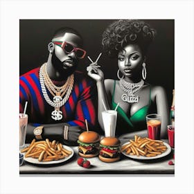 Night At The Burger Joint Canvas Print