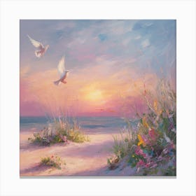 Doves At Sunset 1 Canvas Print